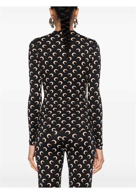 moon printed jearsey top woman black MARINE SERRE | WTS006A CJER0001IT99